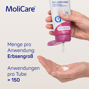 5_Menge pro Anwendung_MoliCare Skin Zinkoxid Creme_PZN-12458098